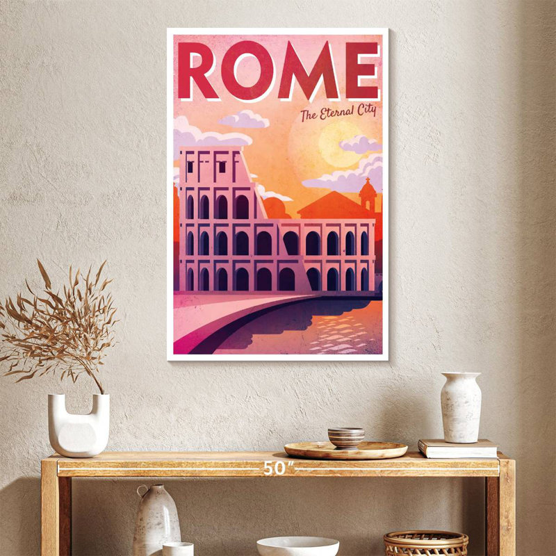 Affiche rétro de Rome, Rome, H 39 po x l 26 po