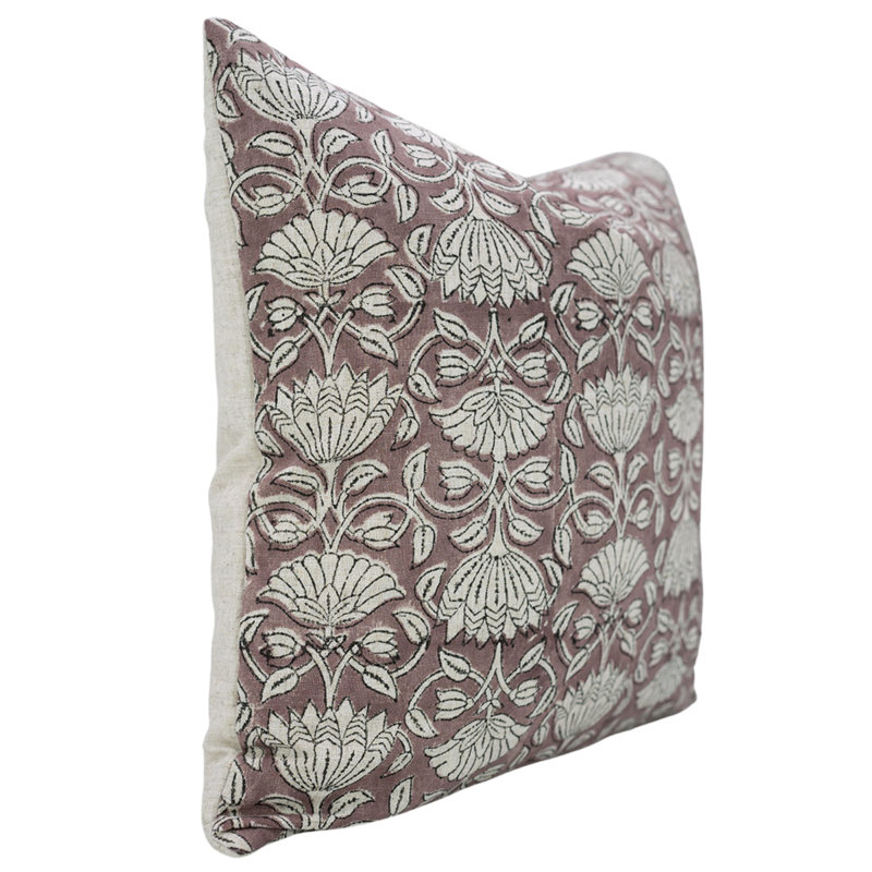 Housse de coussin imprimée à la main Fabividine Fabividine - Ulta Kamal, H 20 po x l 12 po, Forme rectangulaire