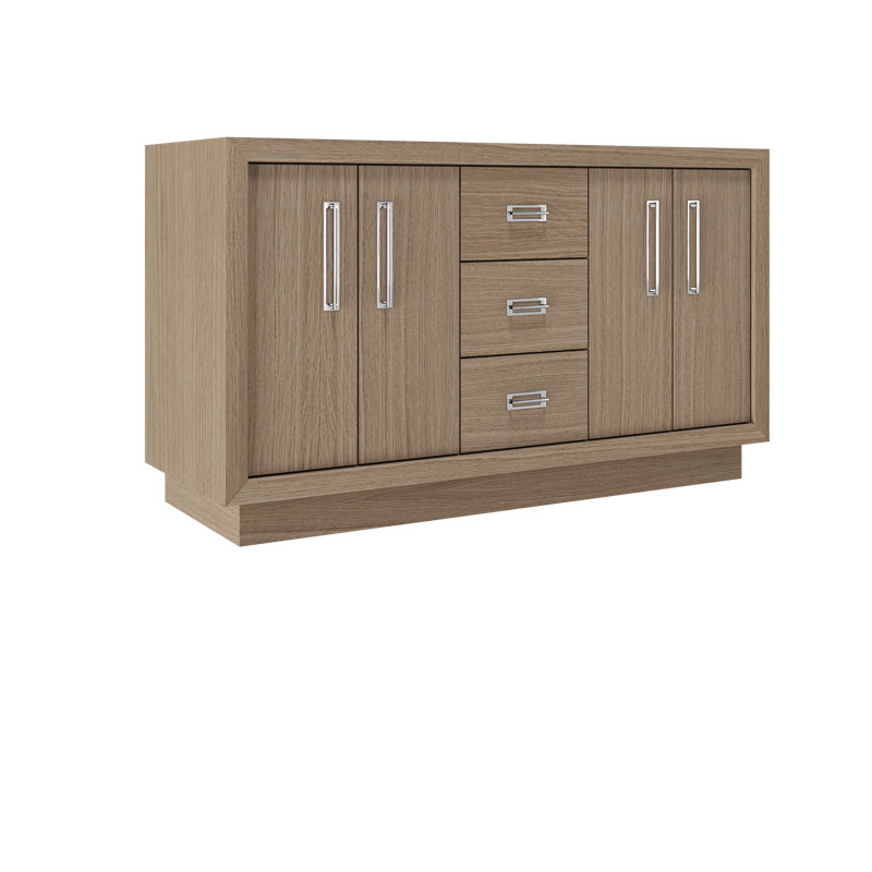 Meuble-lavabo double Avalon, Patine naturelle, Chrome poli, 60"