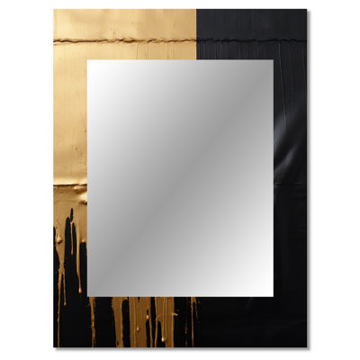 Essential Nature Abstract Gold And Black - Abstract Painting Unique Mirror, Gold Large Wall Mirror, Printed Metal Art