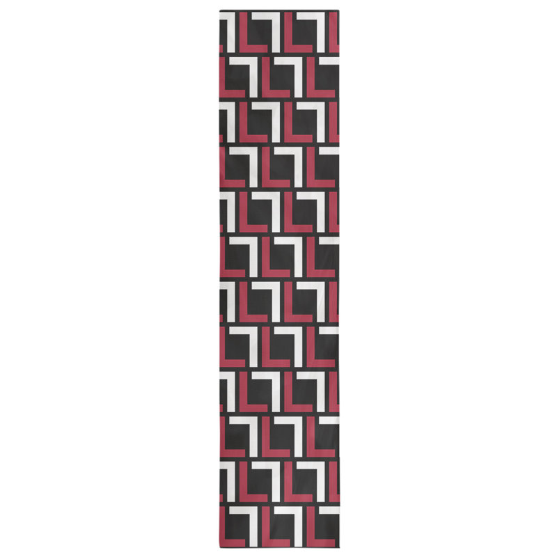 Chemin de table Carolina, 90 po x 16 po, Coton, Rouge / blanc / noir