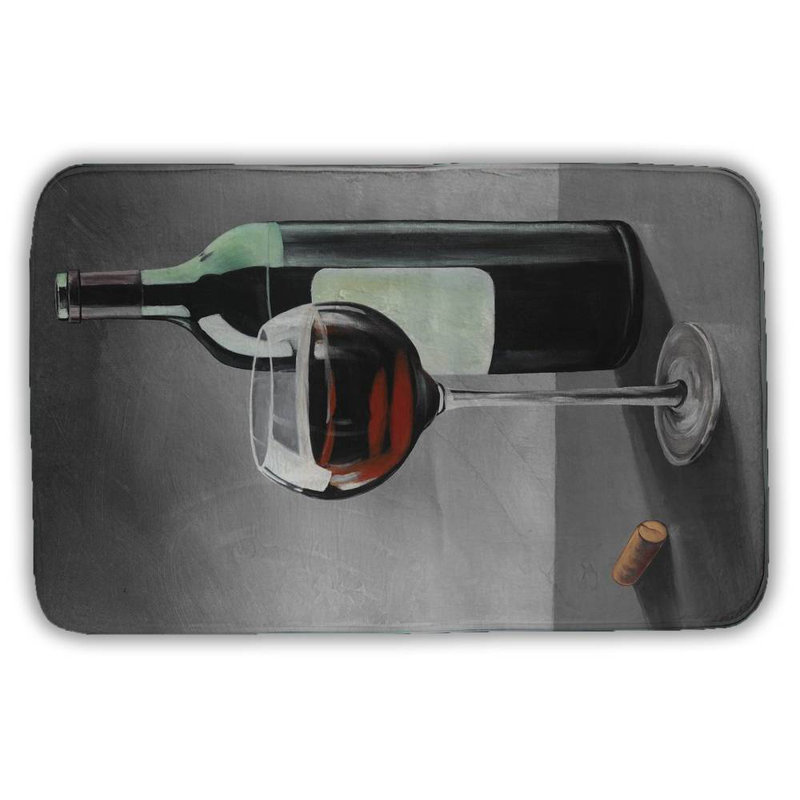 Bottle of burgundy Bath Mat with Non-Slip Backing - Quick Dry Memory Foam Bathroom Rug - Absorbent - Modern Plush Spa-Style - Machine Washable