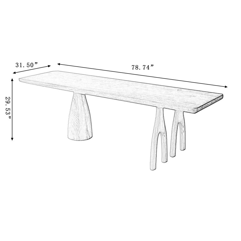 Walnut Rectangular Solid Wood Dining Table, 29.53"H x 78.74"L x 31.5"W