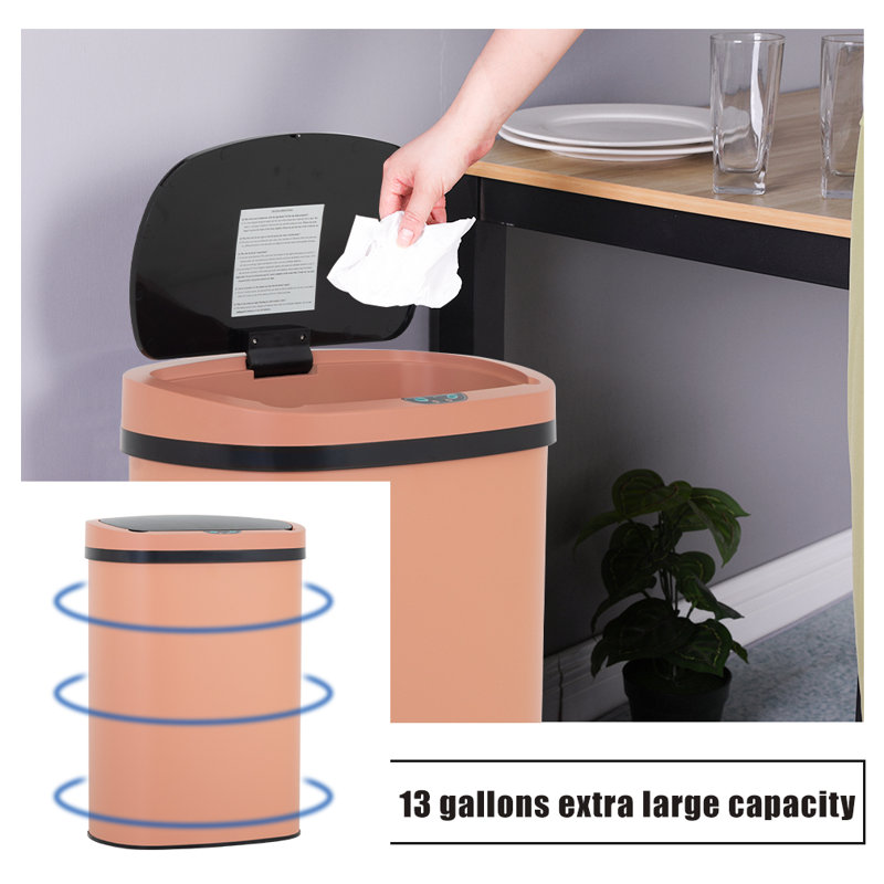 13 Gallon Touchless Red Stainless Steel Kitchen Trash Can