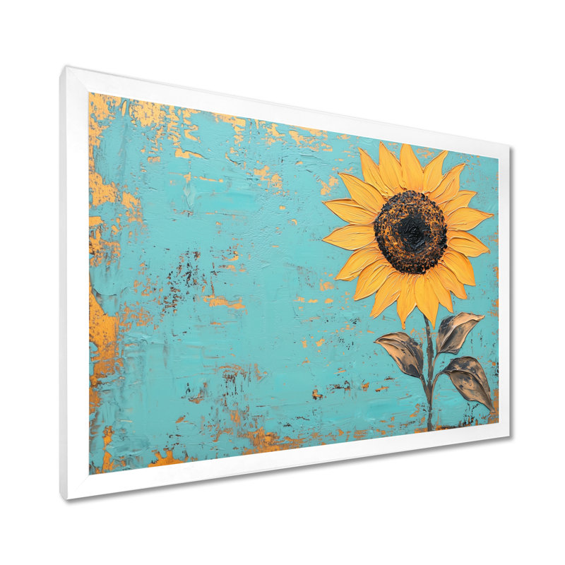 Symphonie minimale d'un tournesol II - art mural tournesol, H 30 po x l 40 po, Blanc