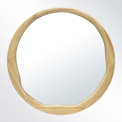 Miroir mural rond en bois massif