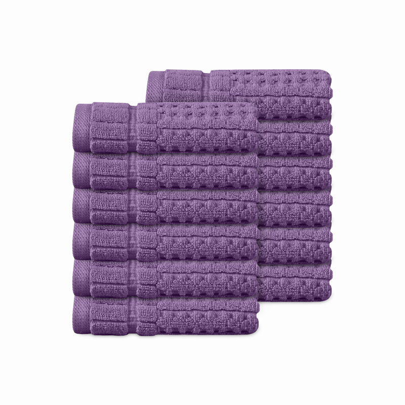 Ensemble de serviettes de toilette 12 pièces Willow - 100% coton peigné, qualité supérieure 630 g / m², mauve, ultra doux et très absorbant (12 serviettes de toilette)