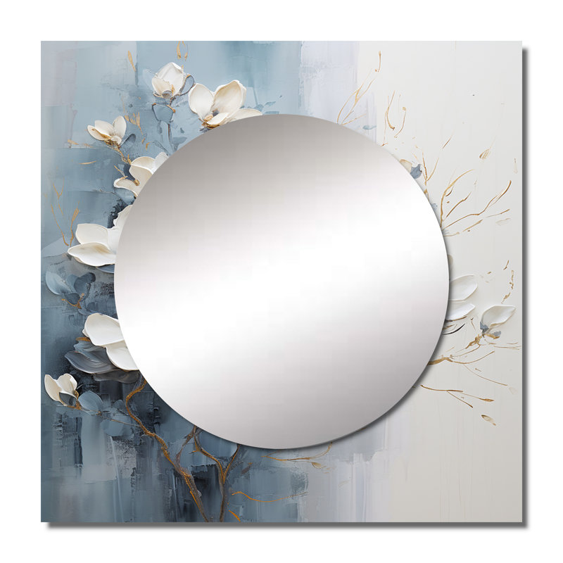 Miroir mural de salon Khamoni - Magnolias, 23 po x 23 po