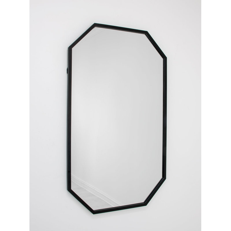 Somo Octagon Metal Wall Mirror, Black