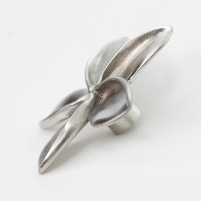 2" Plumeria Flower Medium Knob, Brushed Nickel, 1.75" L x 1.75" W, 2