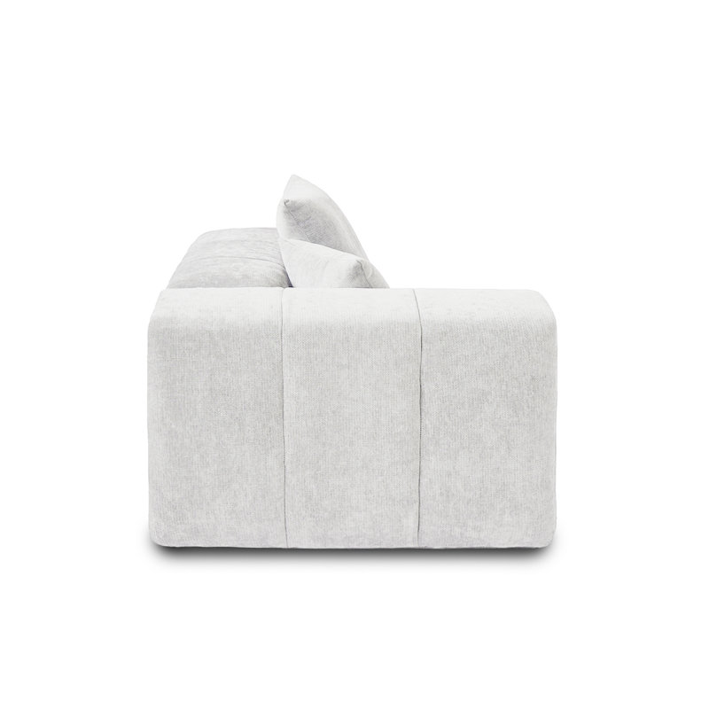 Chaise rembourrée en tissu de lin Kay, Blanc