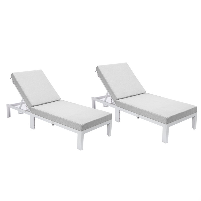 Chelsea Outdoor Metal Chaise Lounge , Cushion Included, Light Gray