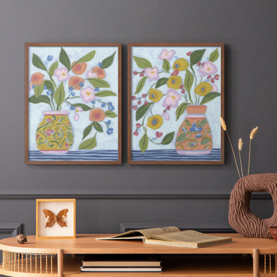 «Bouquet Vibes I», reproduction encadrée de qualité supérieure - prête à être accrochée - aucun clou requis - aucun clou requis