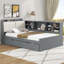 Lit plateforme en bois avec lit gigogne, tablettes et tête de lit-107364928-107364925