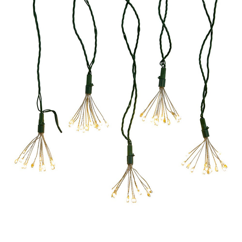Kurt Adler 75-Light Cluster Lights Twinkle LED Lights with Green Wire, Yellow