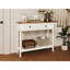 Console de style campagnard avec 2 tiroirs et tablette de rangement inférieure pour le vestibule, table d'appoint rustique avec tiroir de rangement et tablette pour le salon, couloir (blanc antique)-2110638917