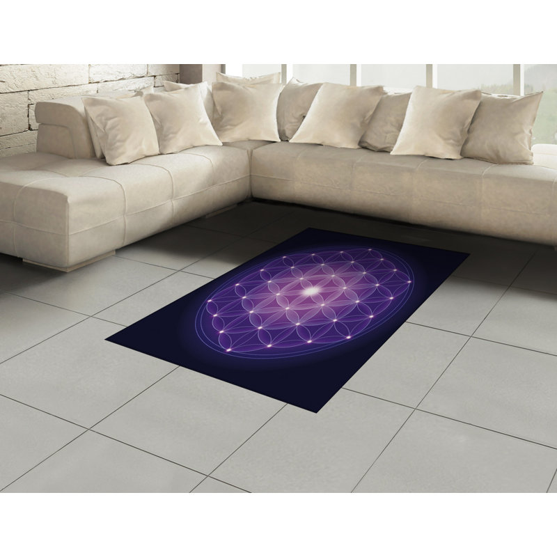 Dark Blue High Density Long Fiber Poly Threads Decorative Area Rug Carpet, Rectangle 4' x 5'8"