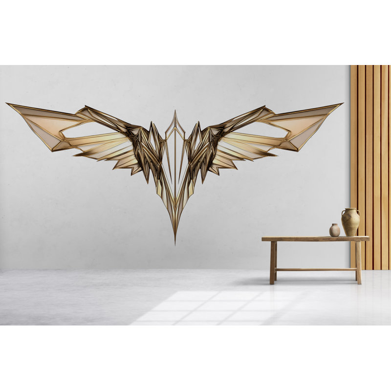 Art mural aile dorée, décoration d'ailes d'ange géométrique, art mural de luxe moderne, décoration murale ailes abstraites, déclaration Home Art 247Mv