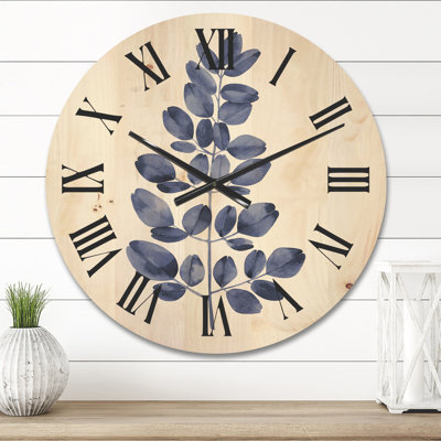 Horloge murale traditionnelle en bois bleu marine Eucalyptus II