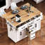 56.5" Kitchen Island With Drop Leaf & Power Outlet, Embossed Vertical Stripe Rolling Cart With 4 Doors, 5 Deep Drawers & Adjustable Shelves, White