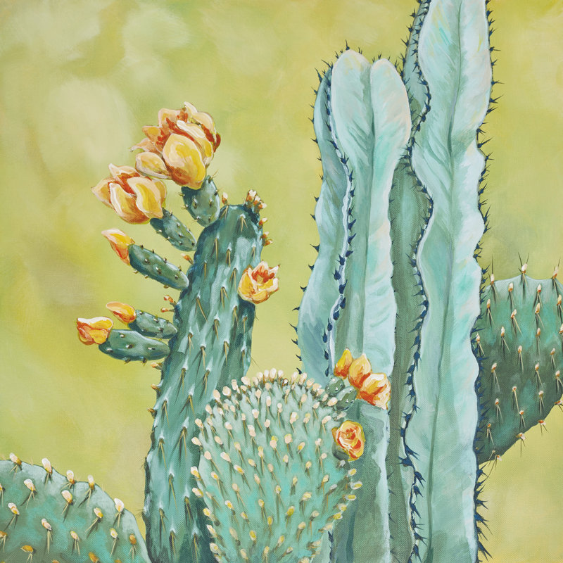 «Green Cactus» par Karin Grow - reproduction sur toile tendue, H 12 po x l 12 po