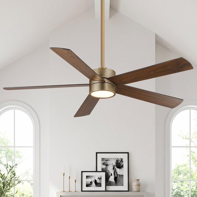 60" Antique Brass Dimmable Ceiling Fan With 3CCT LED Lights And Remote Control