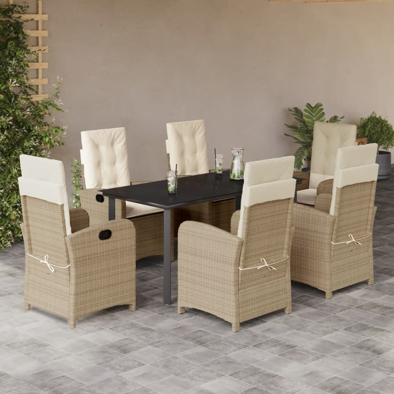 Ensemble repas Hokku Designs, 6, H 29,1 po x l 63 po x P 39,4 po, Crème / Beige Pieds ronds