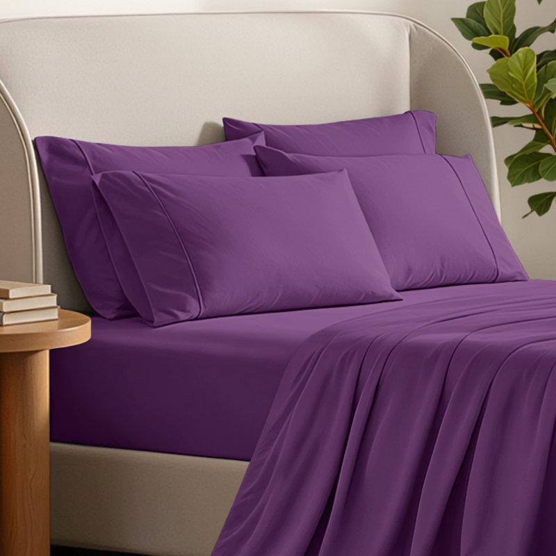 Ultra-Soft Microfiber Pillowcase, Plum, 4 King Pillowcases