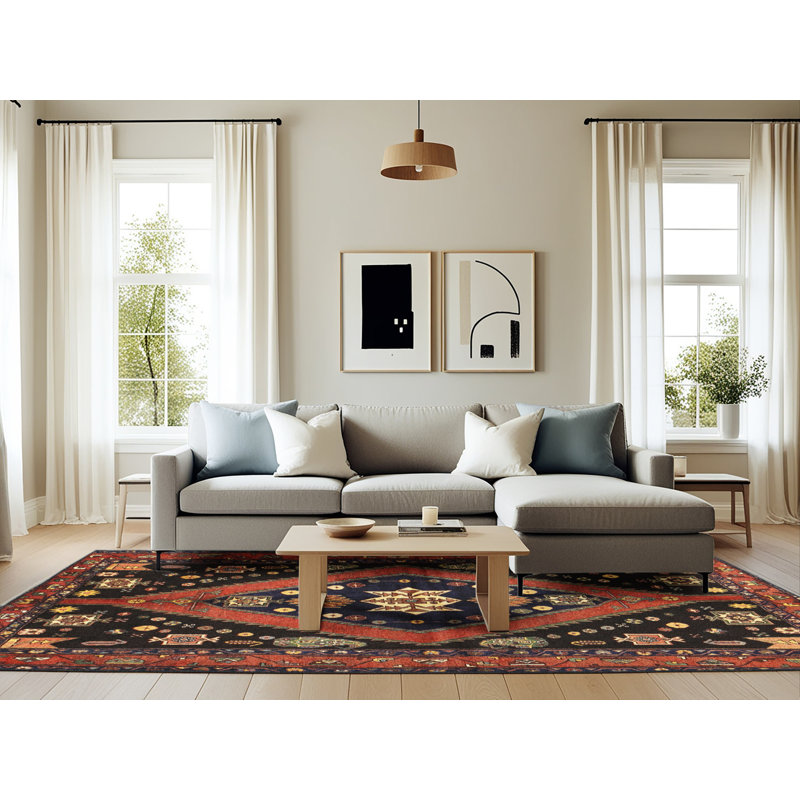 Tapis rouge à motif sud-ouest, Rectangle 6 pi x 9 pi