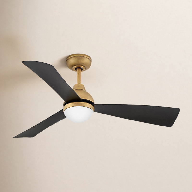 Brona Ceiling Fan with LED Lights, Heritage Brass/Matte Black, 44"