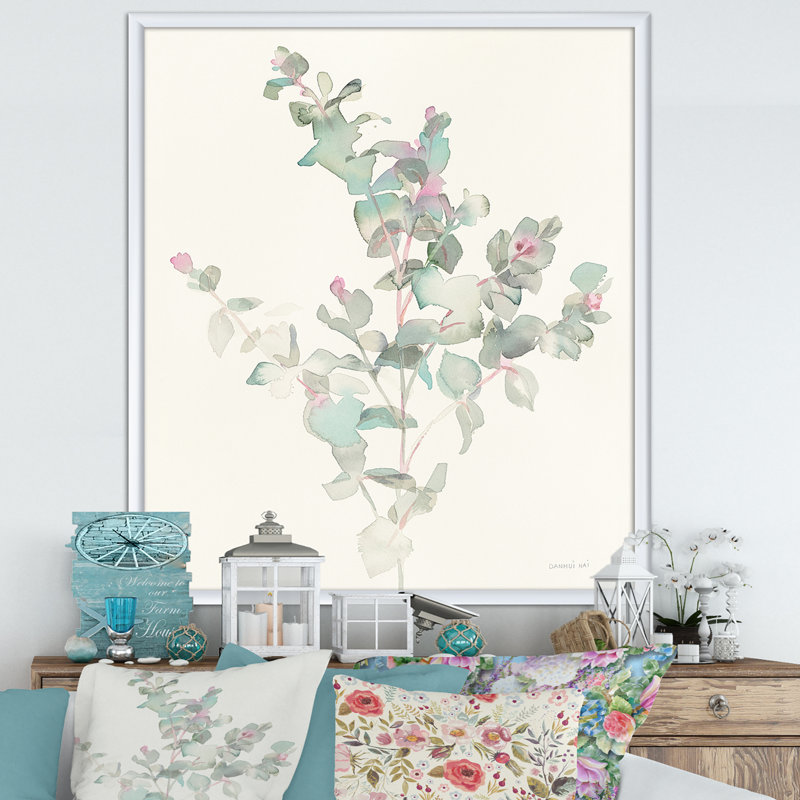 « eucalyptus leaves ii »-image sur toile, Cadre blanc, H 20 po x l 12 po x P 1po