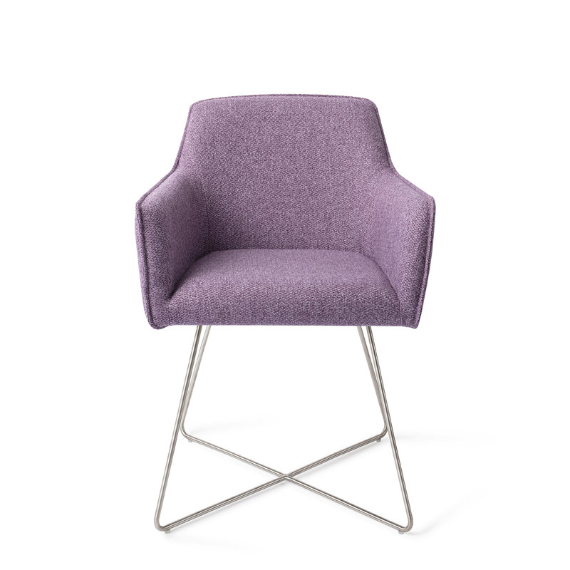 Bartly 123.19cm H Polyester Upholstered Metal Armchair, Purple, Steel