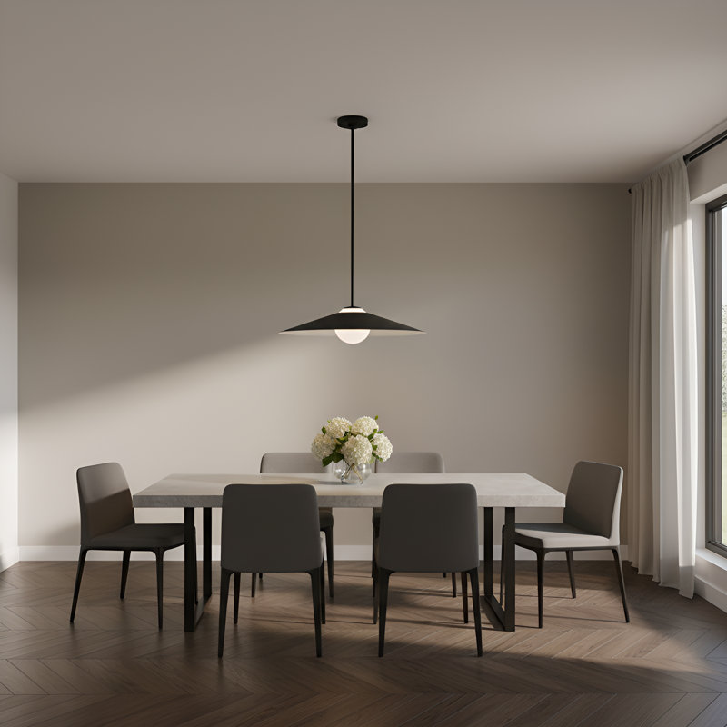 Luminaire suspendu de cuisine 1 lumière Astra avec abat-jour nickel brossé, Nuit noire