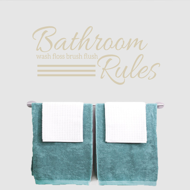 Décalcomanie murale règles de salle de bain, Beige