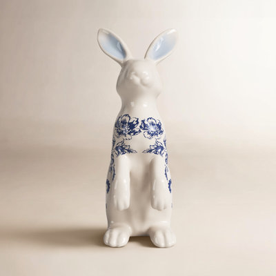 Toile Bunny Ceramic Sculpture
