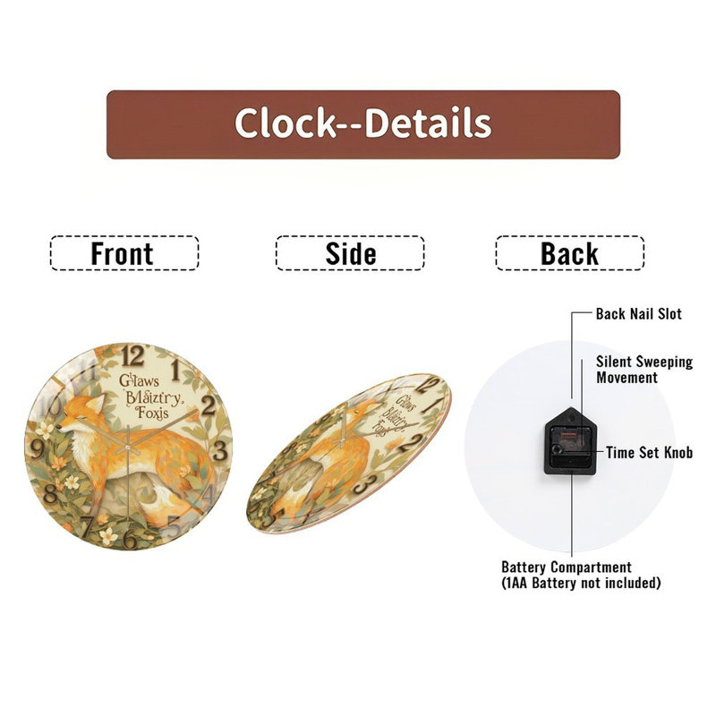 Horloge murale décorative Fox