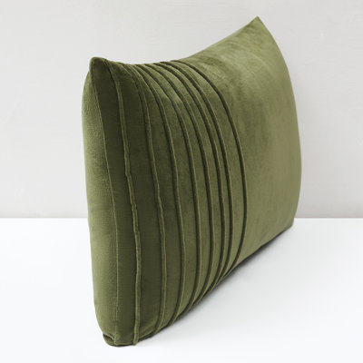 Pleated Groove Velvet Cotton Pillow Cover Green