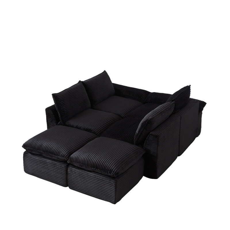 Canapé modulaire large rembourré 101,57 po, Noir