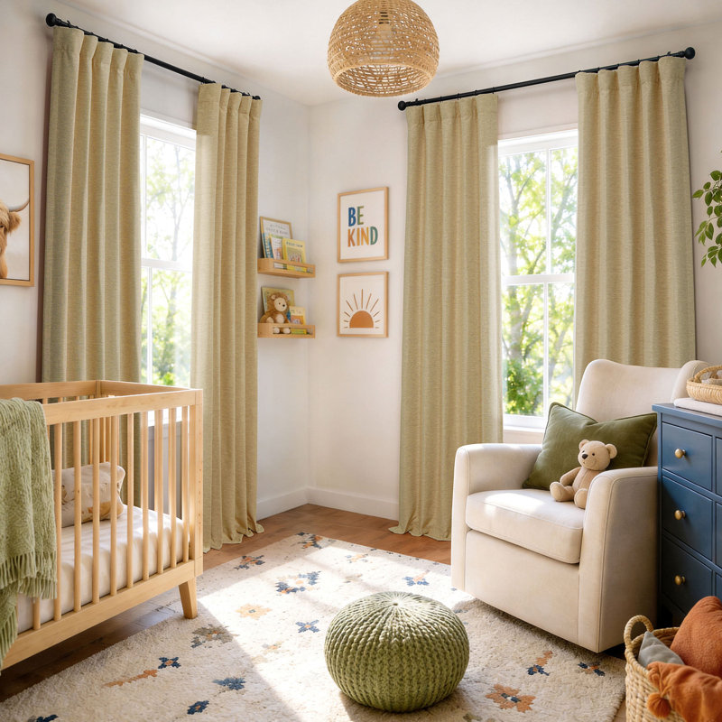 Rideaux obscurcissants en lin synthétique pour chambre et salon Bellino (1 panneau), Gingembre gingembre, L 50 po x L 108 po