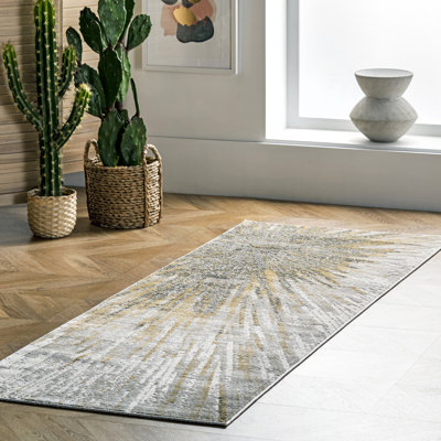 Nissen Abstract Power Loom Yellow/Gray Rug