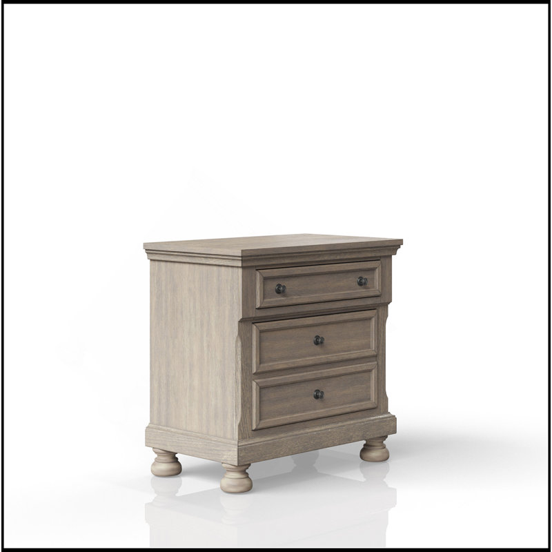 Table de chevet deux tiroirs gris antique