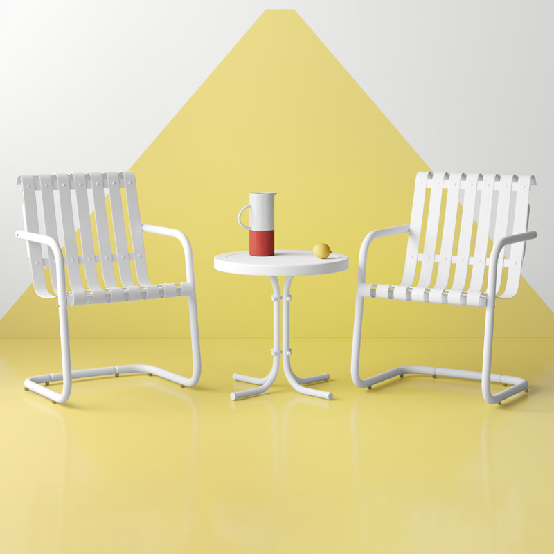 Alanna 2 - Person Patio Conversation Set, White Satin