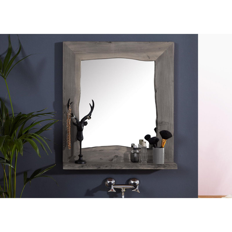Pure Acacia Wood Wall Mirror, Grey