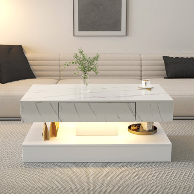 16.93IN High LED Coffee Table,Modern Coffee Table for Living Room,Living Room Tables,Large Living Room Furniture,LED Lights