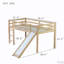 Rubber Wood Low Loft Bed with Slide-1727887990