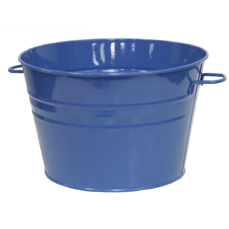 Bac à fleurs en acier émaillé galvanisé., Bleu, H 12 po x l 15 po x P 15 po