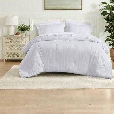 Soft Full Bedding Sets, Polyester Striped Modern Style For Dorm Home