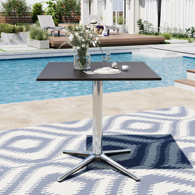 31.5'' x 31.5'' Square Outdoor Patio Black Bistro Table With Solid Powder-Coated Tabletop