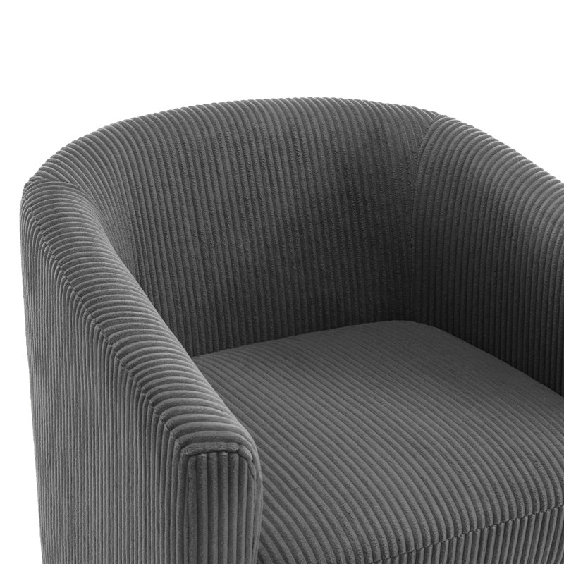 Bennett 72.1Cm Wide Swivel Barrel Chair, Grey Corduroy