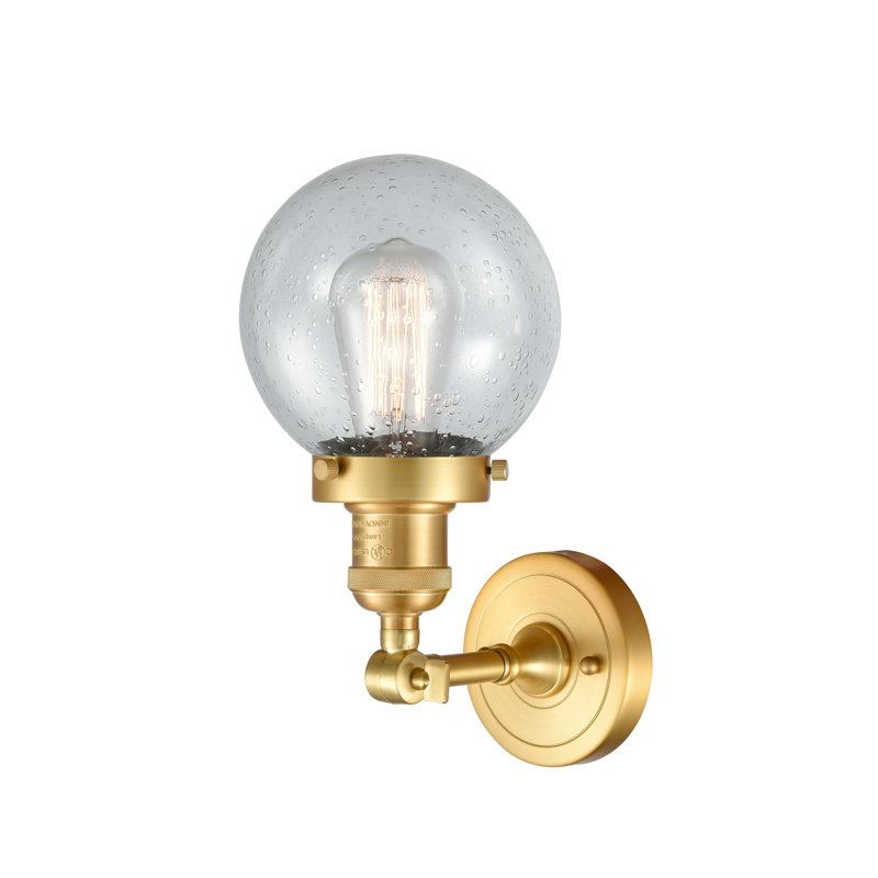 Clementina Dimmable Bath Sconce, 60 Watt Vintage Incandescent Bulb, Seedy, Satin Gold
